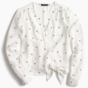 J.Crew Silk tie-front top XL
